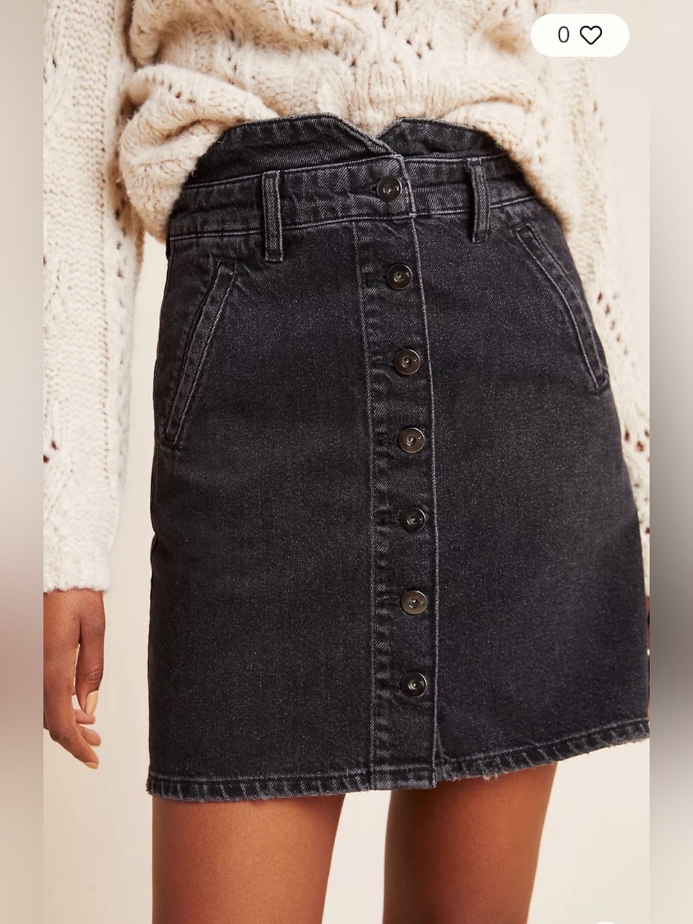 Pilcro and the Letterpress Button-Front Denim Mini Skirt US-0P UK-4P NWT